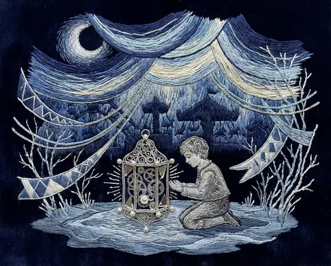 At midnight in a frostbitten carnival, a young tinkering inventor stands beneath - AI生成图片 2