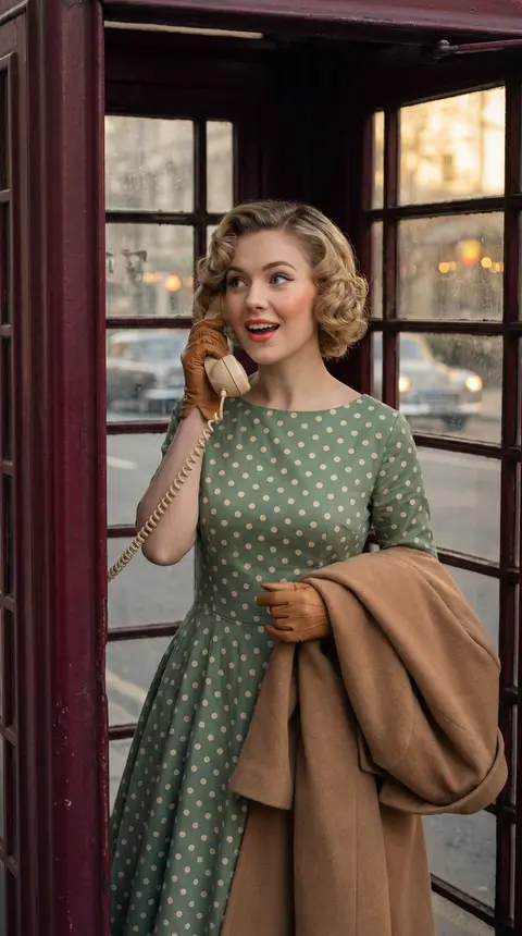 A hyper-realistic 1950s-inspired editorial portrait of a young woman (use upload - AI生成图片 1