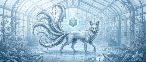 A mythical nine-tailed fox spirit glides through the central aisle of a vast sun - AI生成图片 1