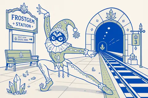 minimalist vector doodle illustration of a masked carnival acrobat posed on a de - AI生成图片 2