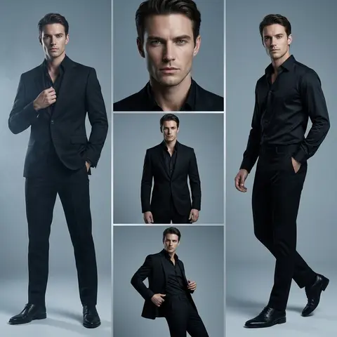Aspect ratio `1:1`. Ultra-realistic luxury fashion editorial in a three-panel co - AI生成图片 2
