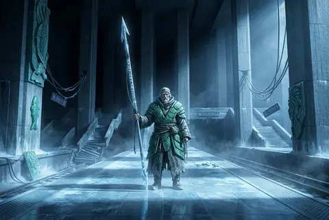 Epic anime poster, 2:1 panoramic composition — on a vast abandoned subway platfo - AI生成图片 2