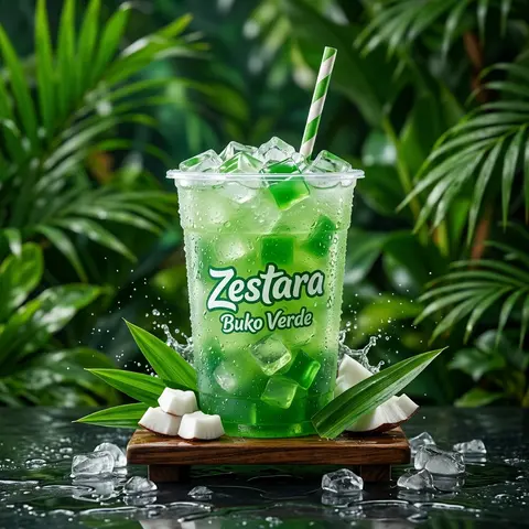Ultra-realistic commercial product photography of a chilled emerald tropical dri - AI生成图片 1