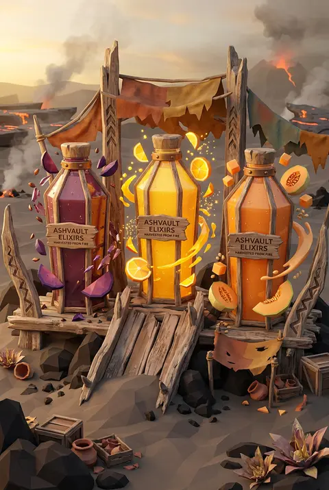 Epic campaign tableau for a fictional premium brand, “ASHVAULT ELIXIRS” — a monu - AI生成图片 4