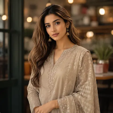 A high-end fashion portrait of Zara Mehreen, a striking young South Asian muse, - AI生成图片 1