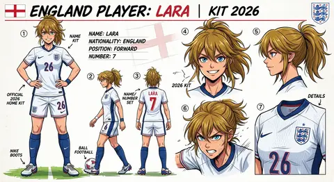 Create a character sheet of this England Player wearing England jersey kit 2026 - AI生成图片 2