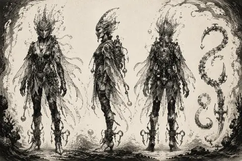 Character design turnaround of a masked carnival acrobat in front, profile, and - AI生成图片 2