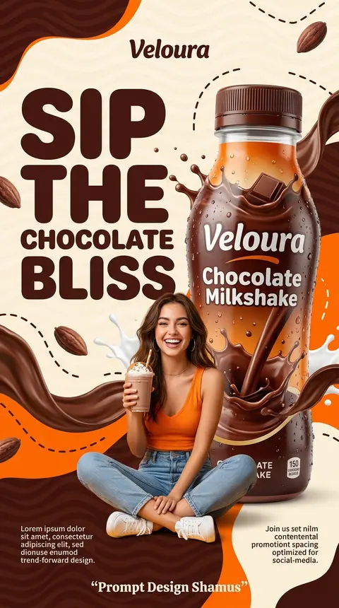 Create a premium Gen-Z commercial advertising poster for **Veloura Chocolate Mil - AI生成图片 2