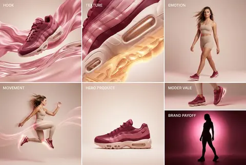 cinematic 6-frame grid (3x2), ultra-premium campaign for Apex Athletics Air Puls - AI生成图片 1