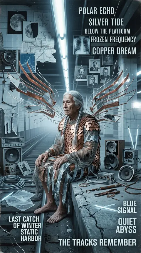 An elderly fisherman with a weathered salt-map face and long silver braids sits - AI生成图片 1