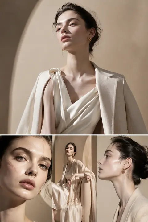High-fashion editorial collage in a refined luxury magazine style, vertical comp - AI生成图片 1