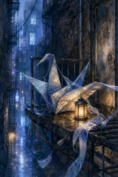 A portrait-format watercolor storybook illustration of a living origami paper cr - AI生成图片 1