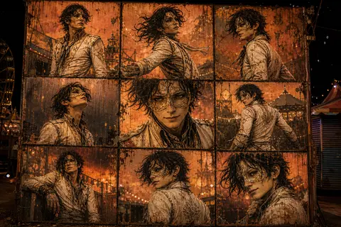 9:16 vertical composition designed as a nine-panel contact-sheet collage, painte - AI生成图片 1