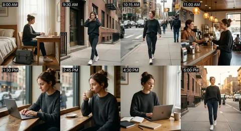 cinematic 8-photo storytelling collage featuring the same protagonist, Lena Vale - AI生成图片 3