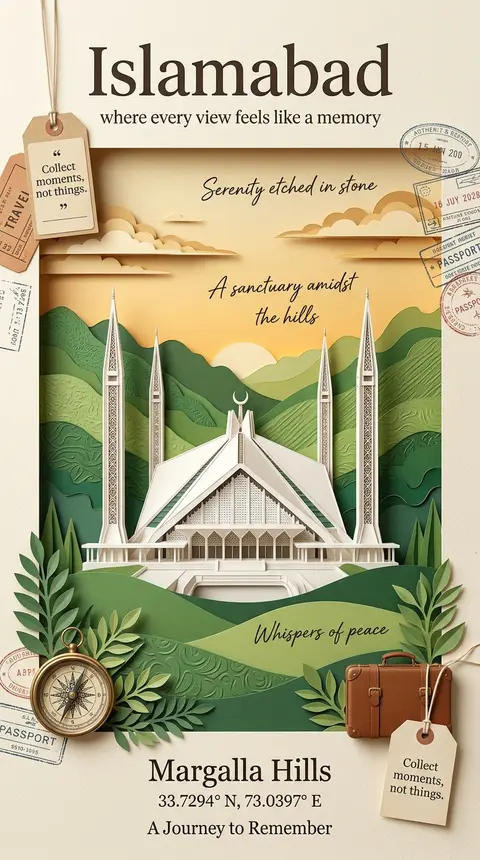 Islamabad travel poster in elegant handcrafted 3D paper quilling and layered pap - AI生成图片 2