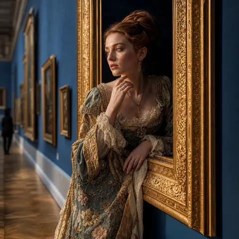 A surreal, ultra-realistic gallery tableau featuring Lady Seraphine Vale steppin - AI生成图片 1