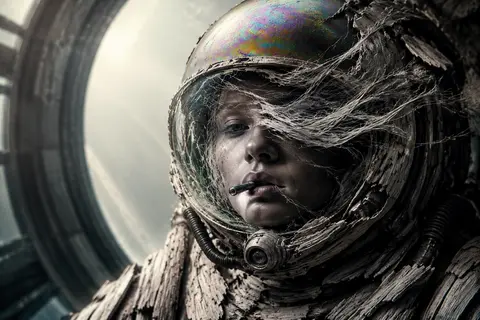 An epic, monumental surrealist photo collage of a deep-sea diver standing inside - AI生成图片 1