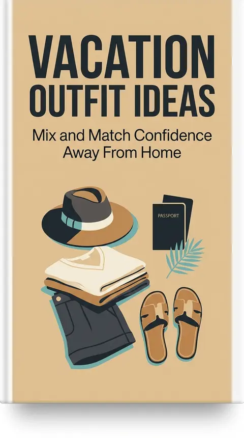 Create a minimalist e-book cover for `Vacation Outfit Ideas`, designed with cris - AI生成图片 2