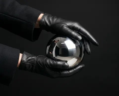 A sophisticated editorial close-up featuring elegant black leather gloves gently - AI生成图片 1