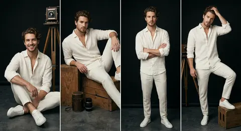 A professional studio portrait collection featuring Adrian Vale, a striking youn - AI生成图片 4