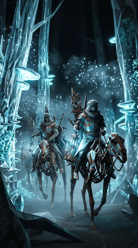 A silent desert nomad caravan threading through a bioluminescent midnight forest - AI生成图片 4