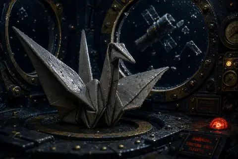 A tense cinematic claymation stop-motion close-up of a living origami paper cran - AI生成图片 1