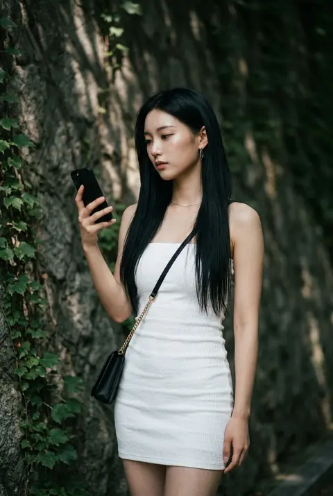 Realistic photography, portrait of a beautiful korean idol with long sleek strai - AI生成图片 3