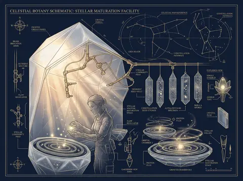 A celestial gardener tending newborn stars inside a sun-drenched greenhouse of f - AI生成图片 3