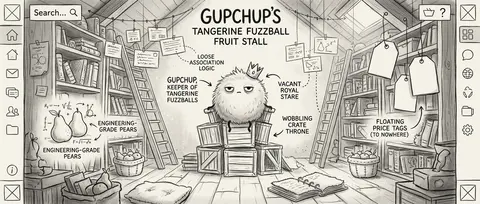 A delightfully absurd homepage for Gupchup, a tangerine fuzzball fruit stall kee - AI生成图片 3