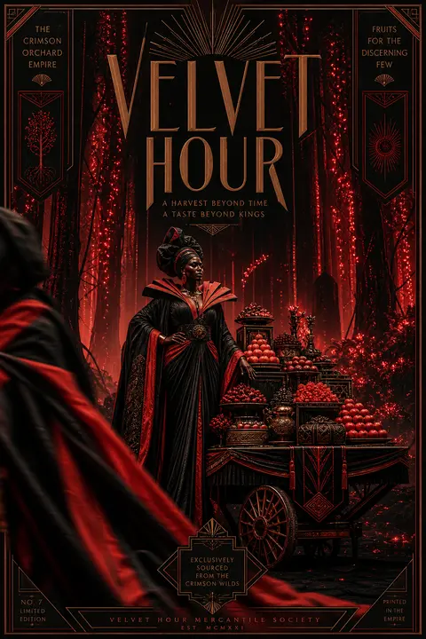 **VELVET HOUR** — 9:16 monumental haute-couture poster in the style of an art de - AI生成图片 1