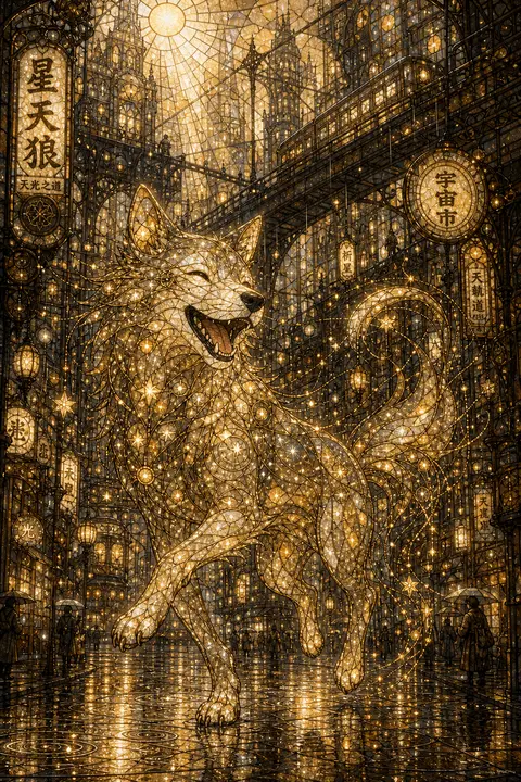 An exuberant celestial wolf assembled from shimmering star clusters and fine orb - AI生成图片 2