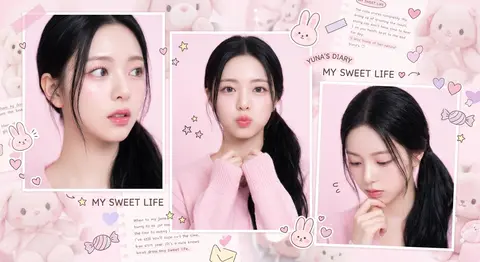 A dreamy multi-frame pastel pink collage featuring Yuna Bellrose, a cherubic ing - AI生成图片 1