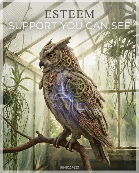 A side-profile, double-exposure fine art poster of a clockwork owl perched insid - AI生成图片 4