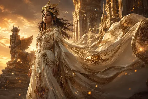 Subject and action A regal Mesopotamian empress captured in a cinematic fantasy - AI生成图片 2