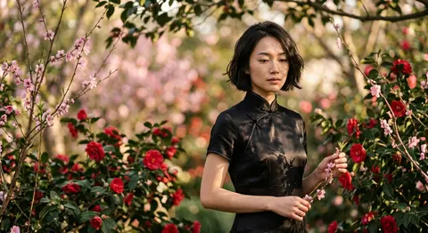 Artistic portrait of Linh Virelle, an elegant East-Asian heroine, wearing a blac - AI生成图片 4