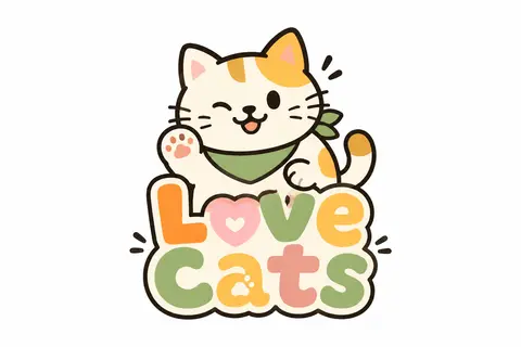 一个圆润、极具记忆点的卡通猫咪吉祥物，采用简洁几何轮廓，表情灵动，带着轻松俏皮的松弛感；造型保留微妙手作痕迹与贴纸质感，统一粗黑描边，内部为平整扁平色块，识别度 - AI生成图片 2