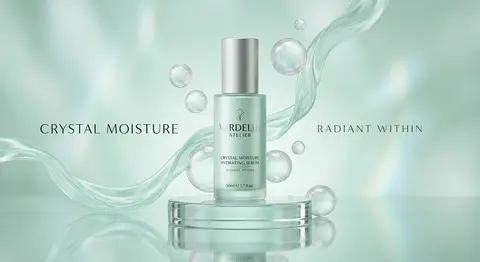 (Luxury skincare product advertisement), (cool mint-green pastel theme), premium - AI生成图片 1