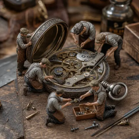 A cinematic ultra-realistic macro tableau of a centuries-old pocket watch underg - AI生成图片 2