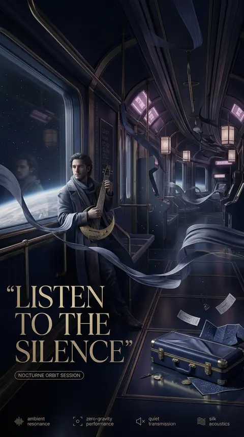 A vertical premium poster set inside a hushed orbital transit ring, featuring a - AI生成图片 1