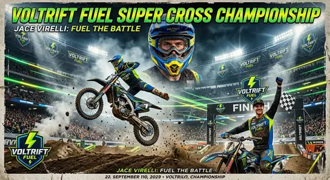 Ultra-dynamic motocross racing scene inside a colossal indoor arena, rendered wi - AI生成图片 2