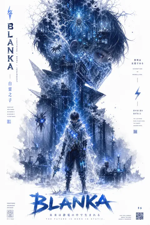A premium A4 propaganda poster built around a fictional lightning-born insurgent - AI生成图片 2