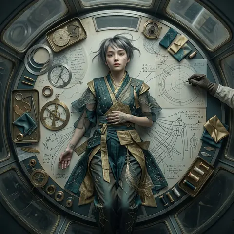 bird’s-eye view, a young tinkering inventor poised within the heart of an orbita - AI生成图片 2