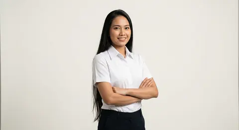 A poised young Southeast Asian professional named Liyana Voss, with sleek waist- - AI生成图片 3