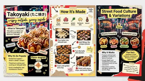 Create a vibrant, colorful 3-page zine-style infographic about a trendy internat - AI生成图片 1