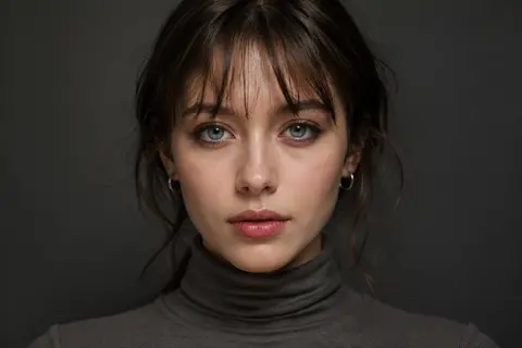 Ultra-realistic studio portrait of a young woman, front-facing, centered composi - AI生成图片 1