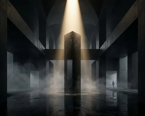BLACK MONOLITHPromptA towering obsidian black marble monolith rises from the cen - AI生成图片 2