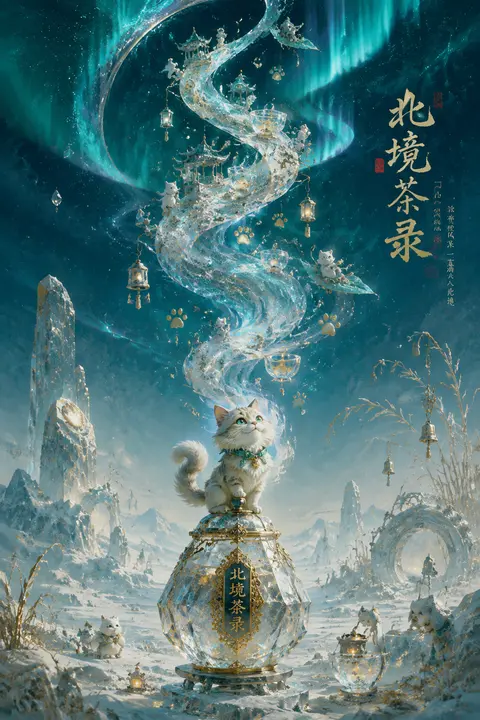 Vertical poster, playful and whimsical, traditional ink wash painting reimagined - AI生成图片 1