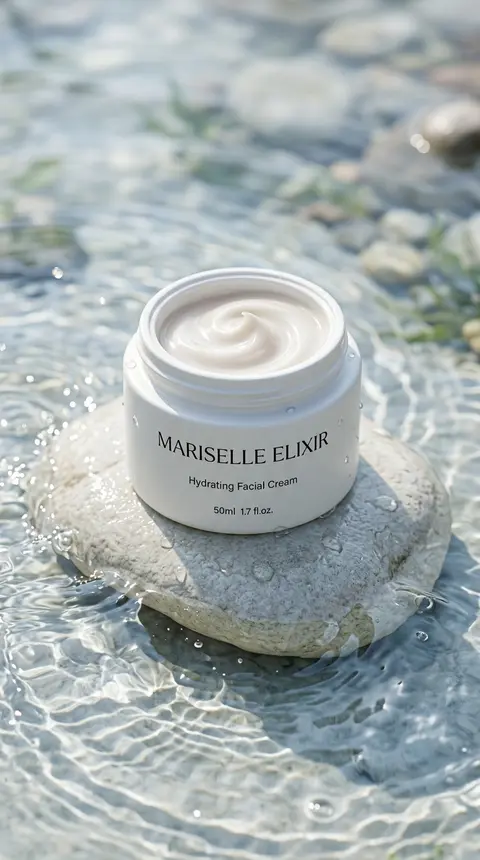Premium minimalist skincare product photography scene featuring an open white co - AI生成图片 2