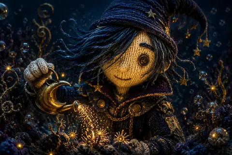 A playful whimsical claymation stop-motion scene of a celestial gardener in a va - AI生成图片 2