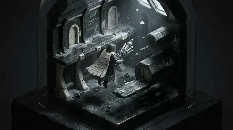 An eerie isometric miniature carved almost entirely from polished jade, depictin - AI生成图片 2